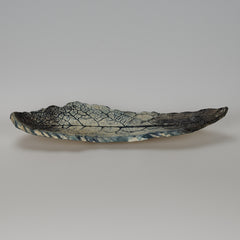 Blue Ceramic Leaf Candle Holder