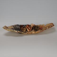 Carmel and Charcoal Kale Pottery Leaf